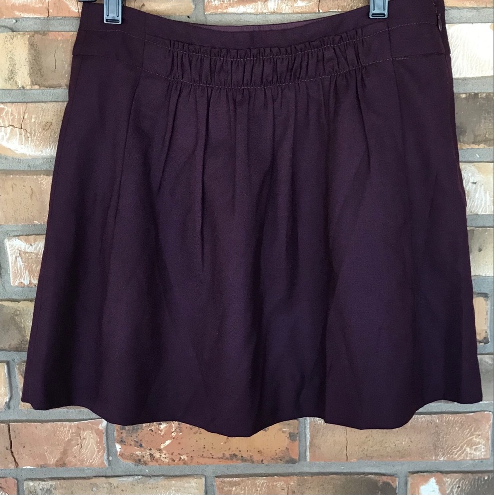 J. Crew Women’s Plum Wool Blend Pleated Mini Skirt Size 4
